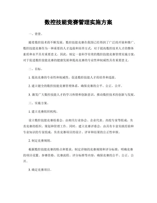 数控技能竞赛管理实施方案