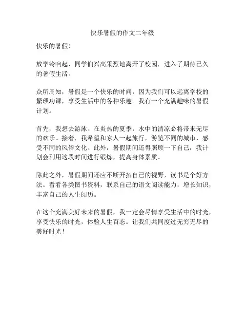 快乐暑假的作文二年级