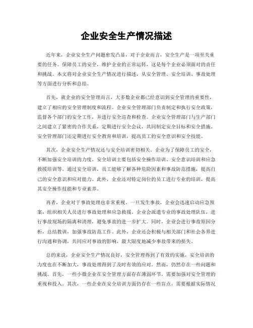 企业安全生产情况描述
