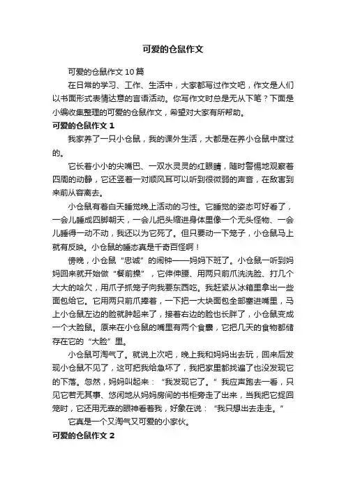可爱的仓鼠作文10篇