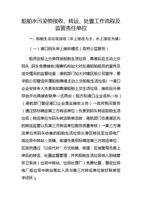 船舶水污染物接收、转运、处置工作流程及监管责任单位