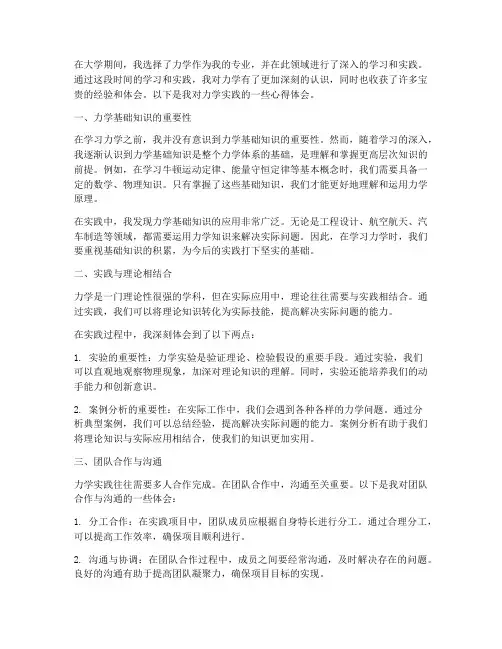 力学实践心得体会