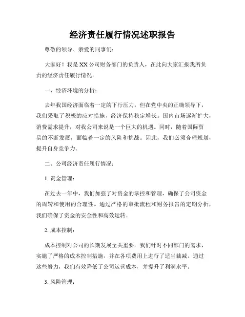 经济责任履行情况述职报告