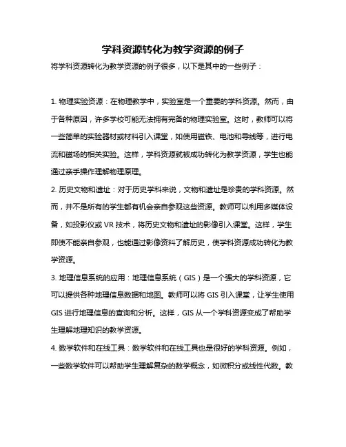 学科资源转化为教学资源的例子