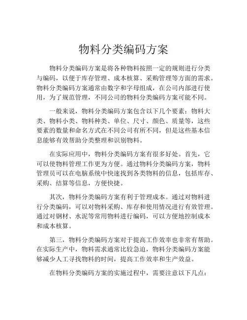 物料分类编码方案