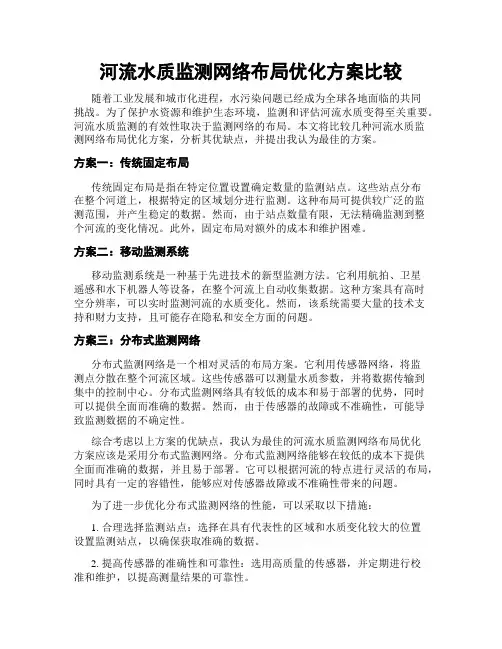 河流水质监测网络布局优化方案比较