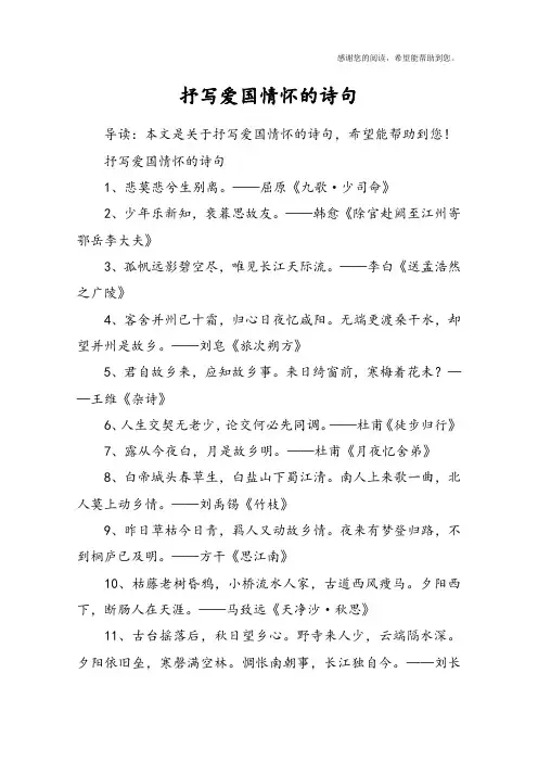 抒写爱国情怀的诗句