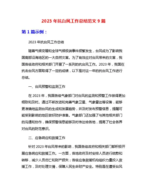 2023年抗台风工作总结范文9篇