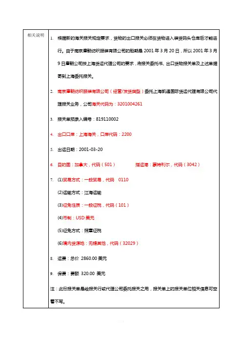 出口货物报关单.....