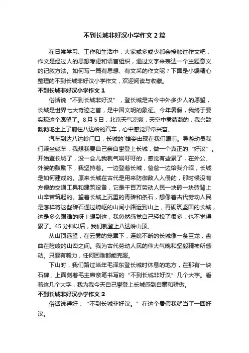 不到长城非好汉小学作文2篇