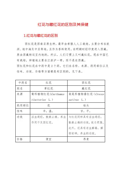 红花与藏红花的区别及其保健