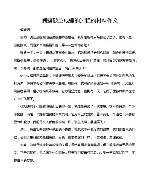 蝴蝶破茧成蝶的过程的材料作文