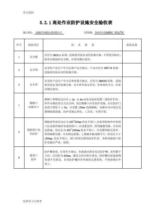 高处作业验收表-每月一次 (1)资料