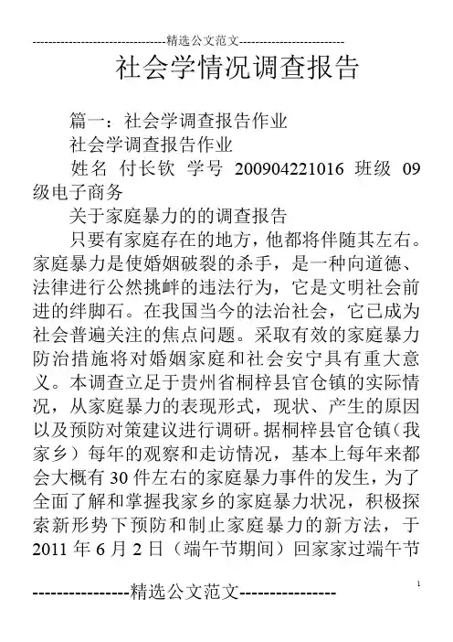 社会学情况调查报告