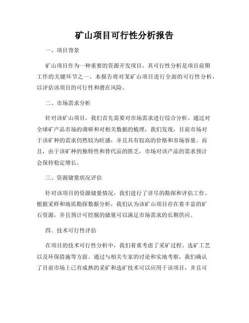 矿山项目可行性分析报告