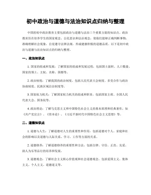 初中政治与道德与法治知识点归纳与整理