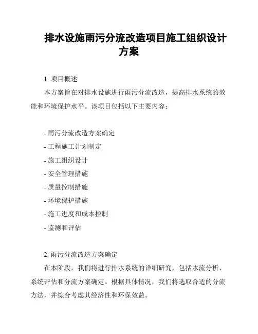 排水设施雨污分流改造项目施工组织设计方案