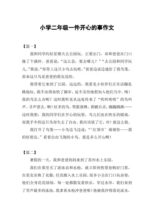 小学二年级一件开心的事作文