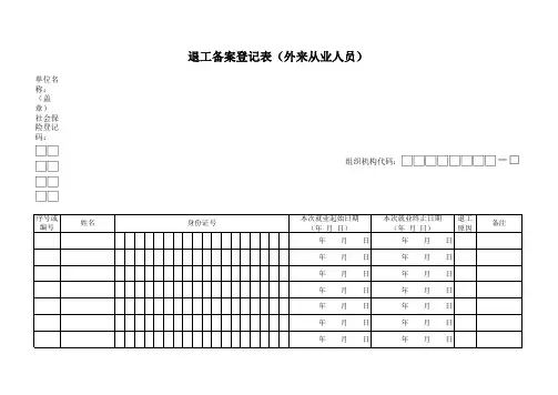 退工备案登记表(外来从业人员)