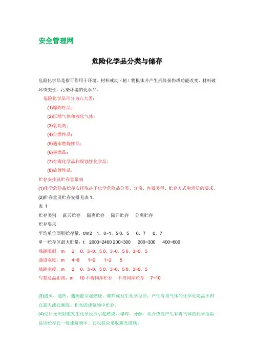 化学品分类与储存