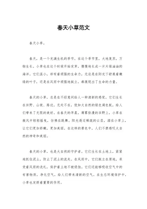 春天小草范文