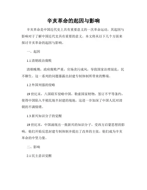辛亥革命的起因与影响