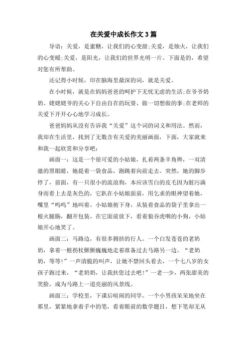 在关爱中成长作文3篇
