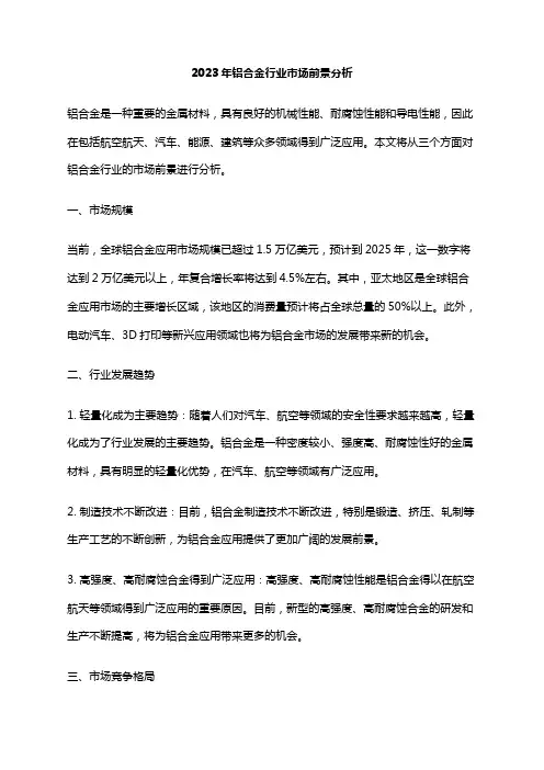 2023年铝合金行业市场前景分析