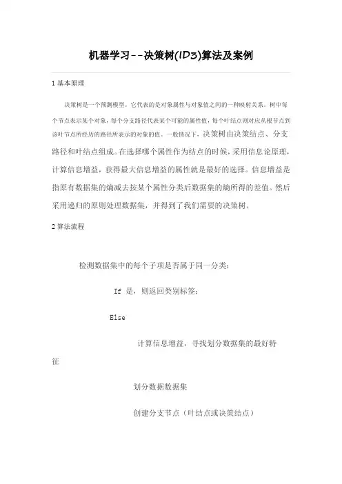 机器学习--决策树(ID3)算法及案例