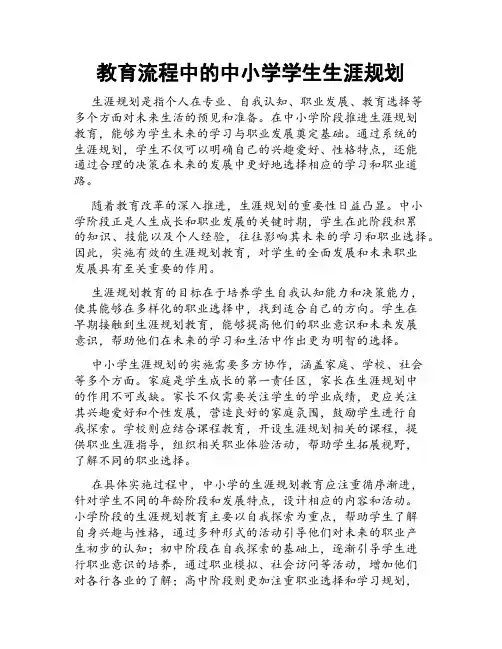 教育流程中的中小学学生生涯规划