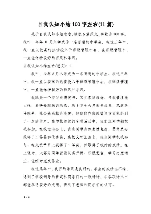 自我认知小结100字左右(11篇)