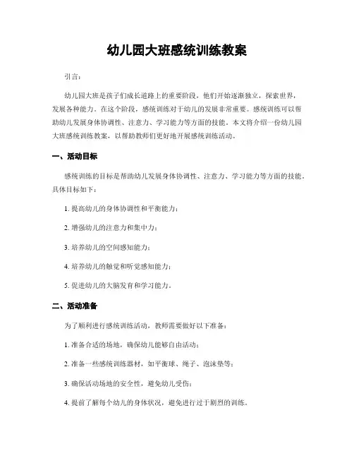 幼儿园大班感统训练教案