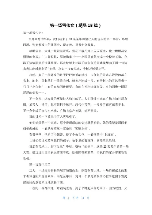 第一场雪作文(精品15篇)