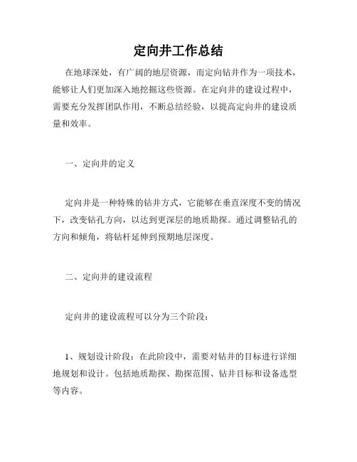 定向井工作总结