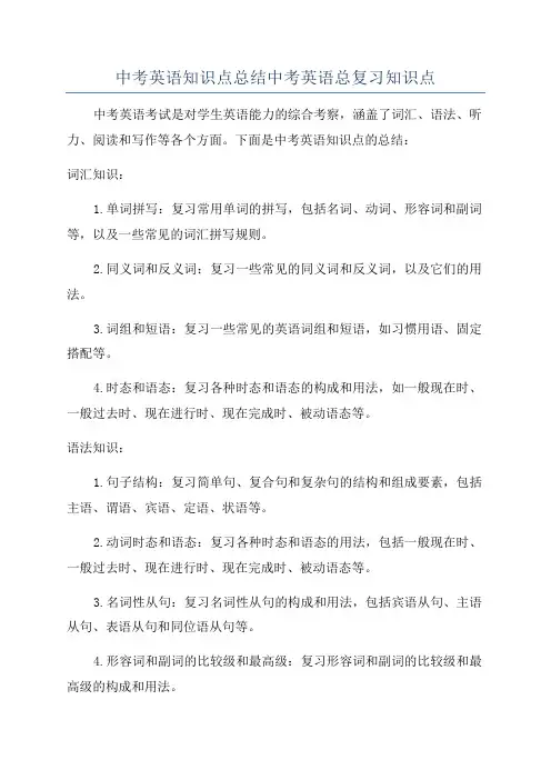 中考英语知识点总结中考英语总复习知识点