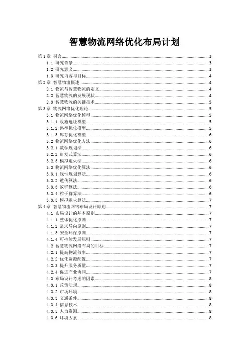 智慧物流网络优化布局计划