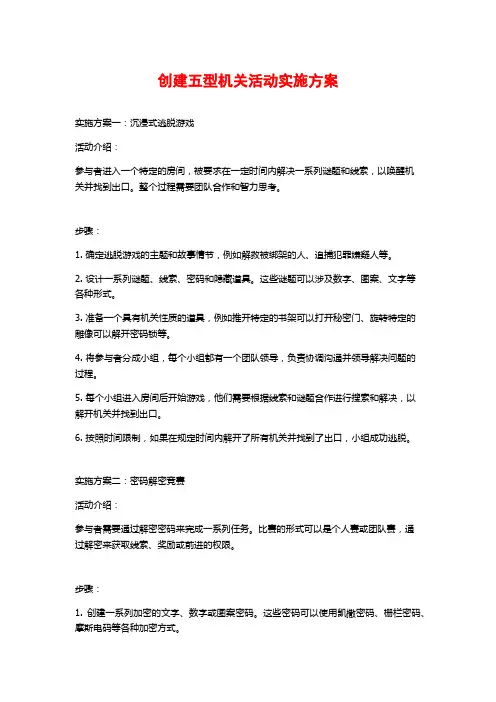 创建五型机关活动实施方案 (2)