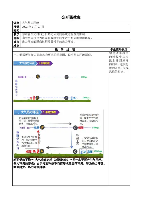 高考地理一轮复习大气热力环流公开课教案1
