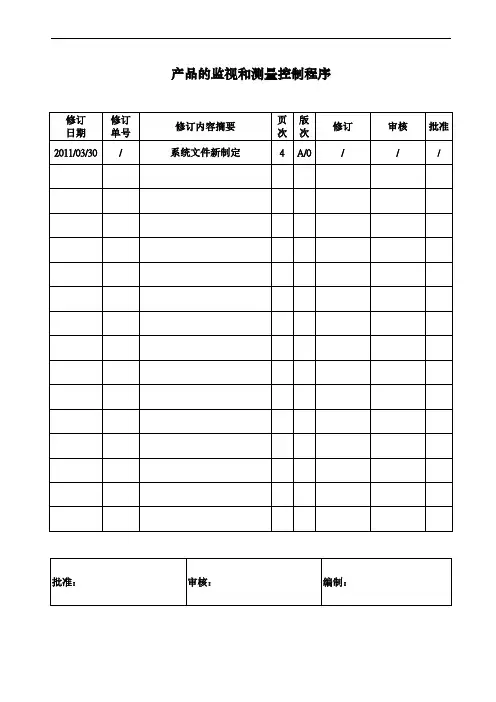 产品的监视和测量控制程序