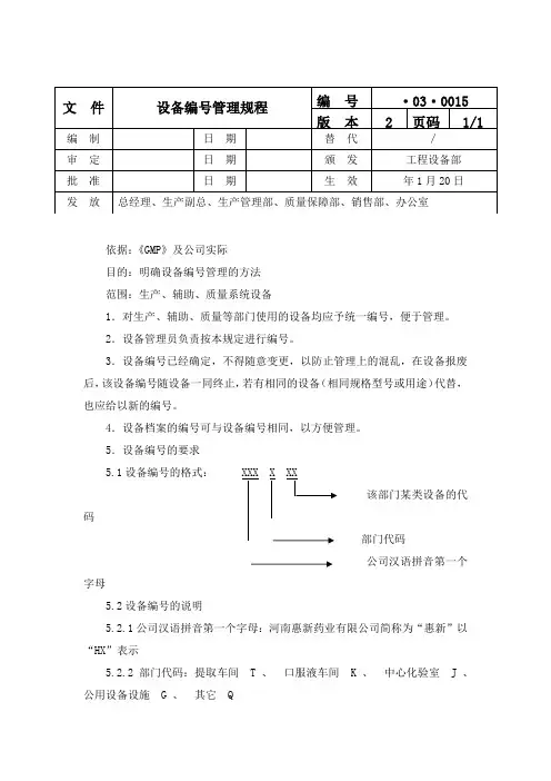 设备编号管理规程