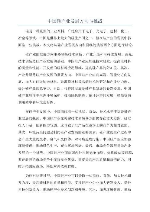 中国硅产业发展方向与挑战