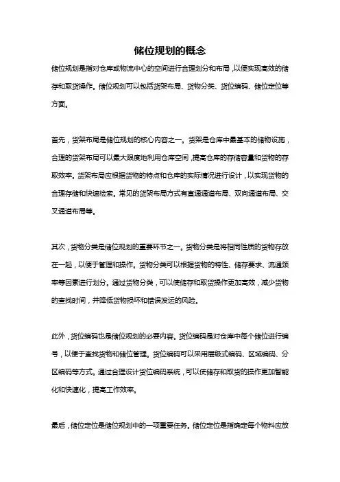 储位规划的概念