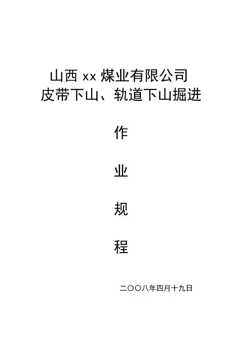 xx煤业有限公司皮带下山、轨道下山掘进作业规程