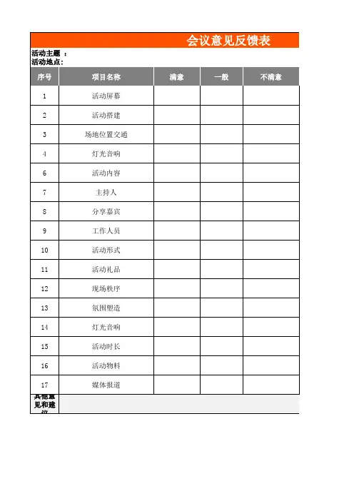 活动会议意见反馈表
