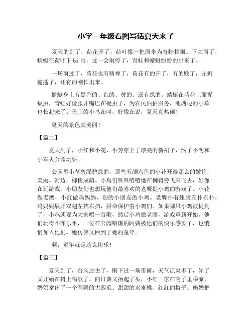 小学一年级看图写话夏天来了
