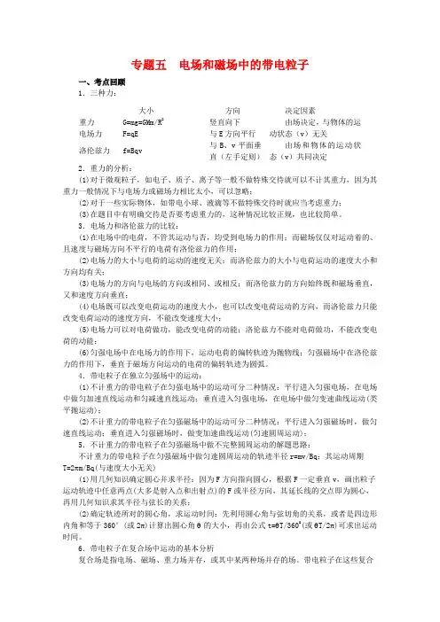 高三物理第二轮复习专题五——电场和磁场中的带电粒子