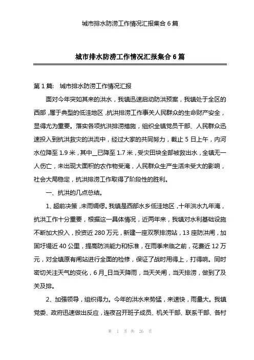 城市排水防涝工作情况汇报集合6篇