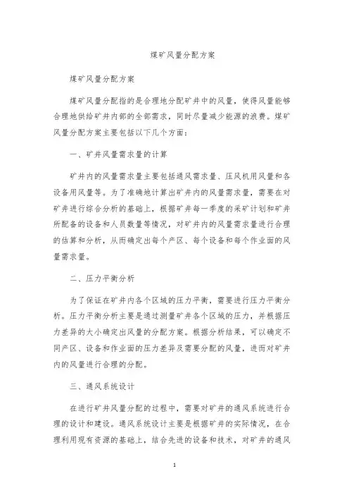 煤矿风量分配方案