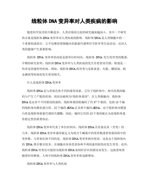 线粒体DNA变异率对人类疾病的影响