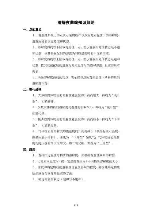知识总结：溶解度曲线